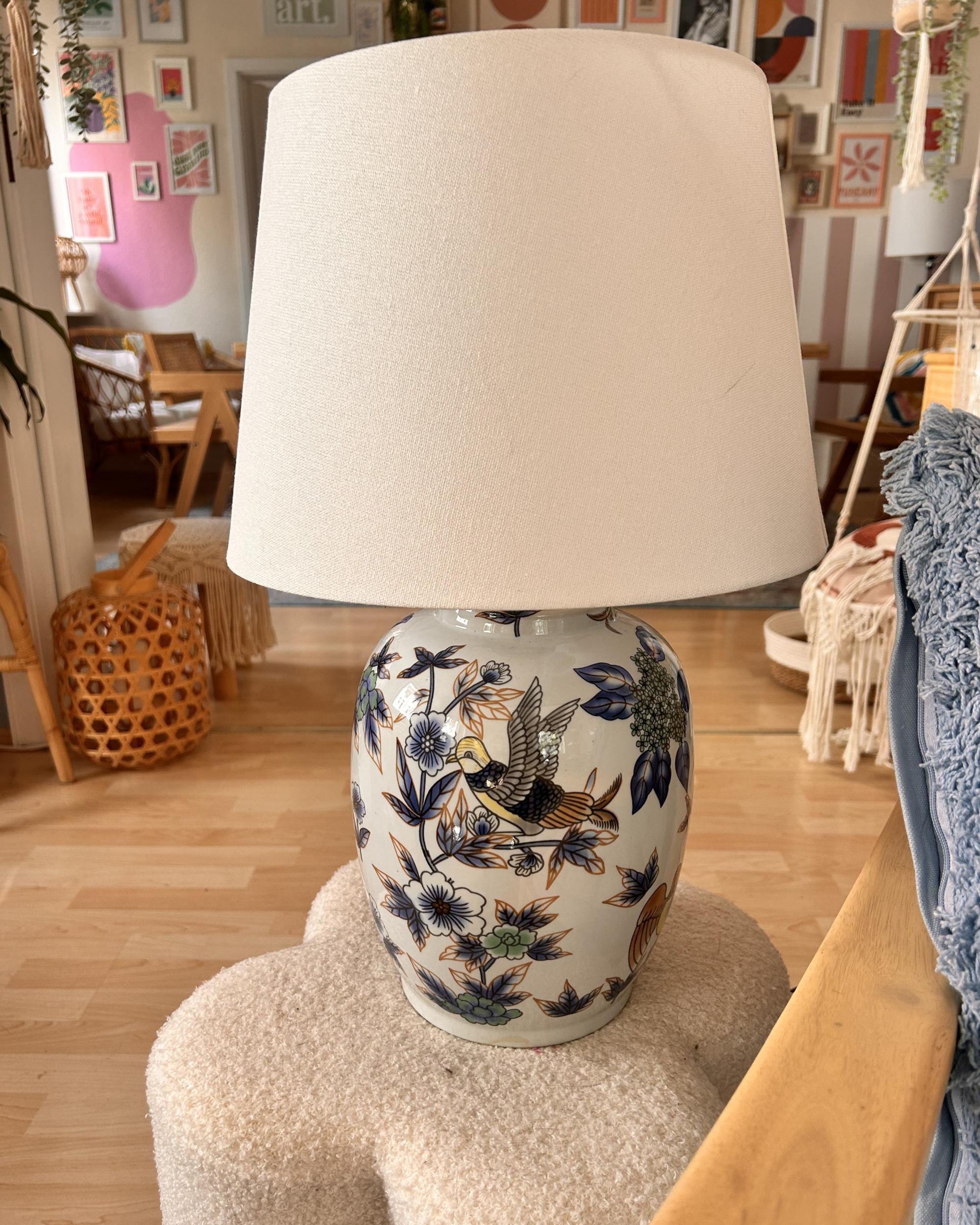 Tafellamp SUNJA Porselein Wit/blauw