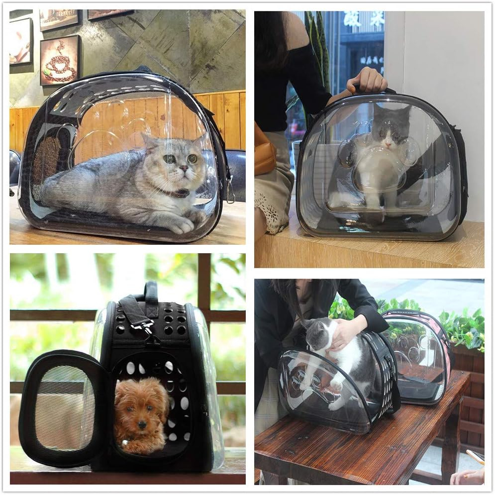 (42x33cm) Haustier Transporttasche Reise Box Tragetasche mit Sichtfenster für Hunde / Katzen - Blau