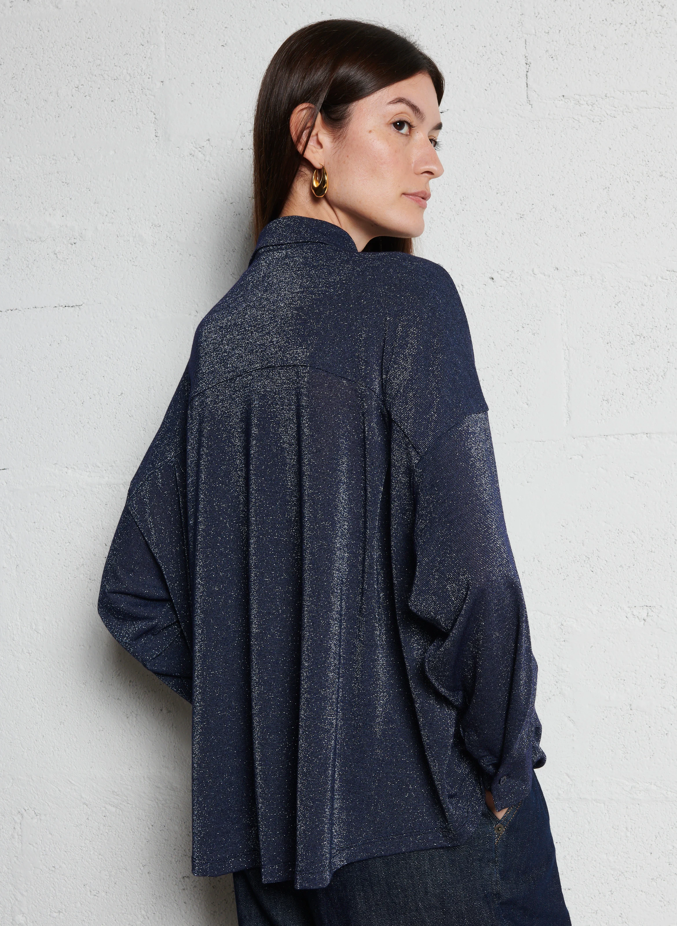 ODA - Chemise droite métallisé| Bleu