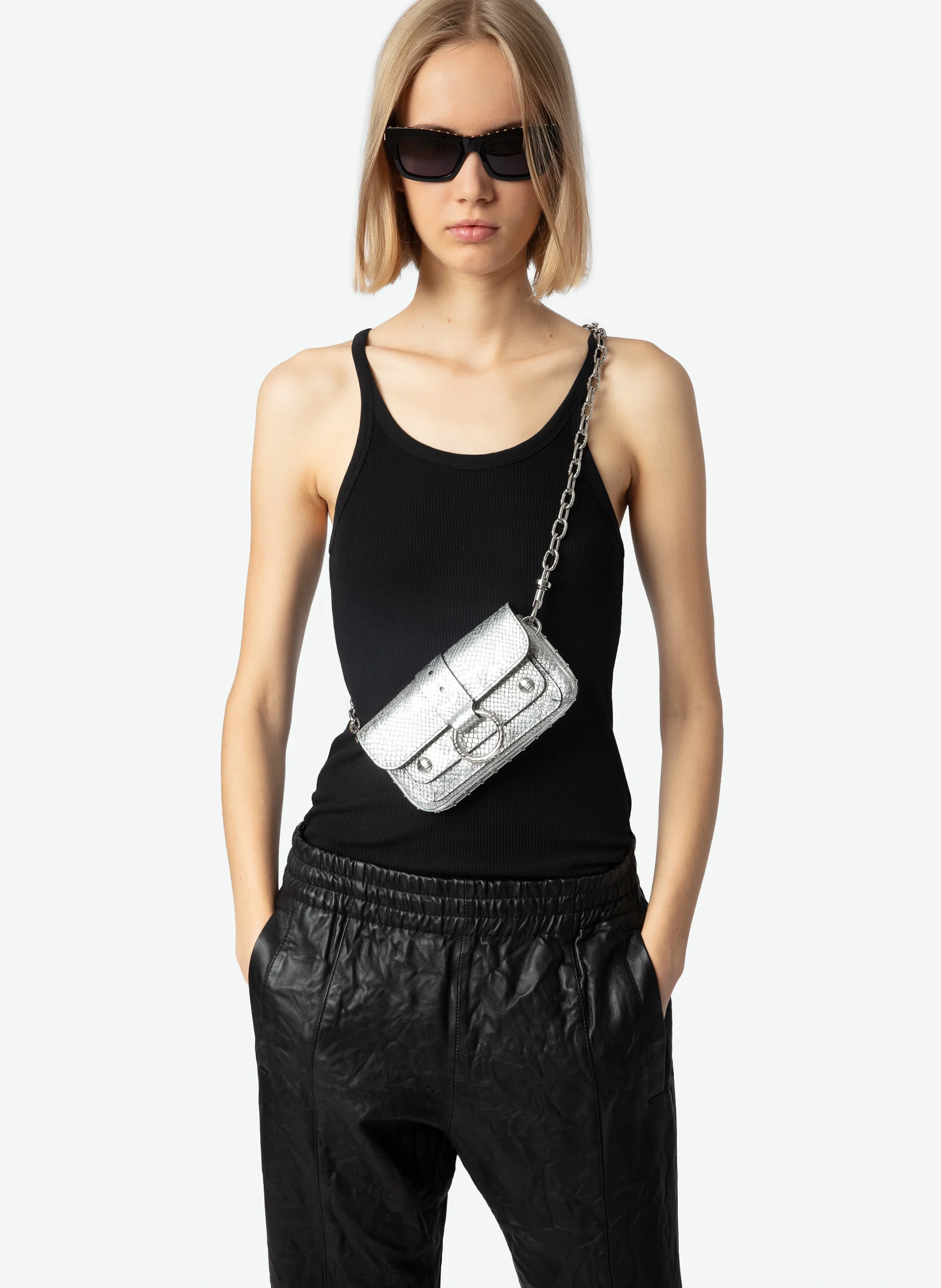 KATE WALLET - Sac bandoulière en cuir | Gris