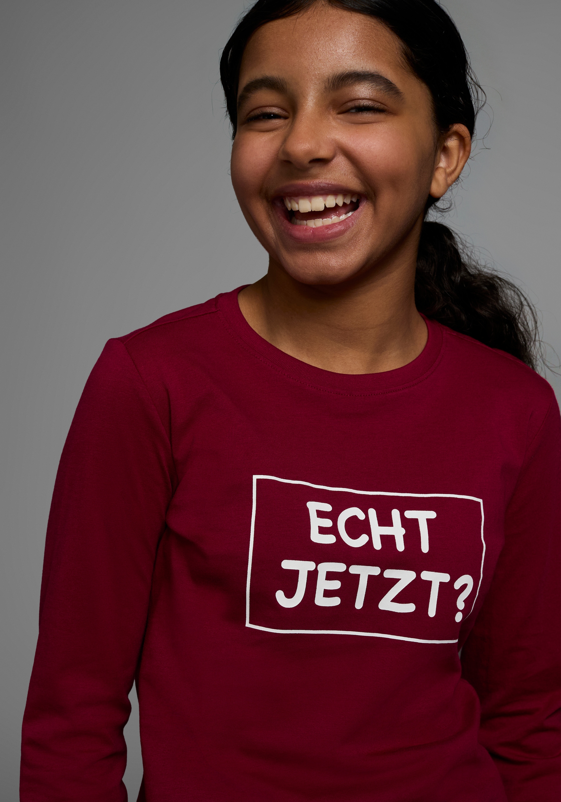KIDSWORLD Langarmshirt »ECHT JETZT?«, Langarm,  Basic-Passform,  mit peppigem und dynamischem Aufdruck