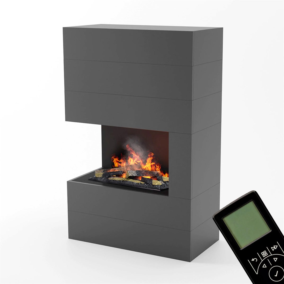 GLOW FIRE Elektrische haard 'Tucholsky Left Corner' | Waterdamphaard met OMC 600 inclusief hout in zwart | HxBxD: 140x90x45 cm