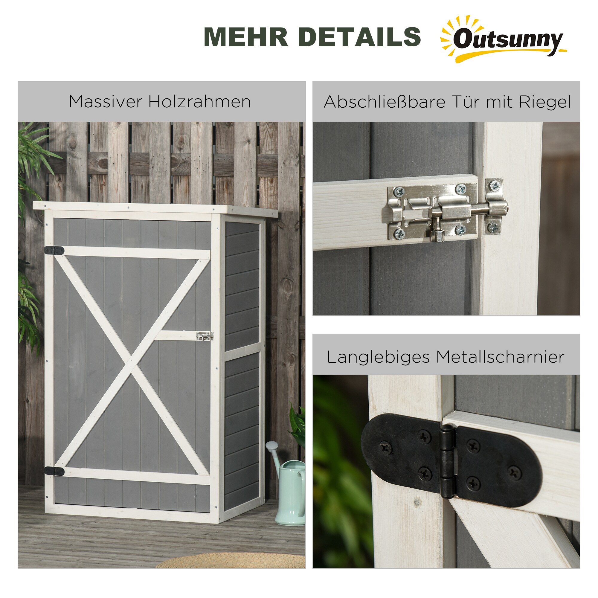 Outsunny Gerätehaus mit Regalböden 75L x 56B x115H cm