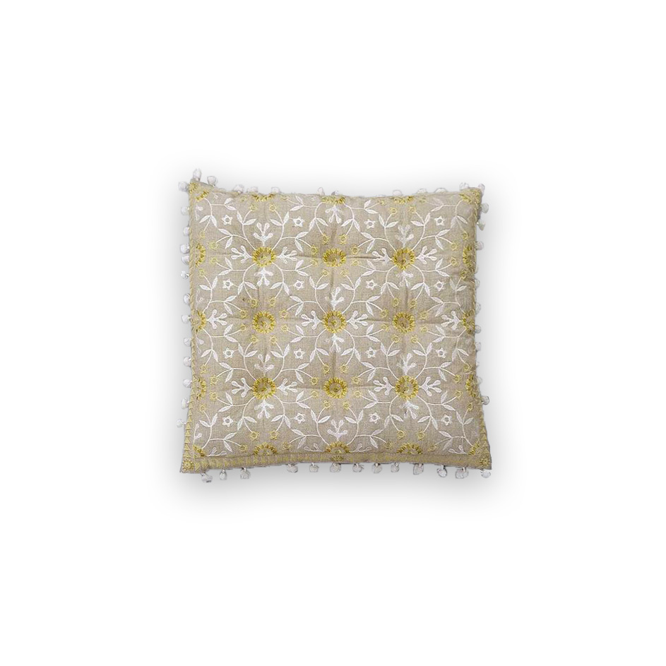 Sitzkissen beige-gelb-weiß, B 40 cm, L 40 cm, H 6 cm von fischer's lagerhaus