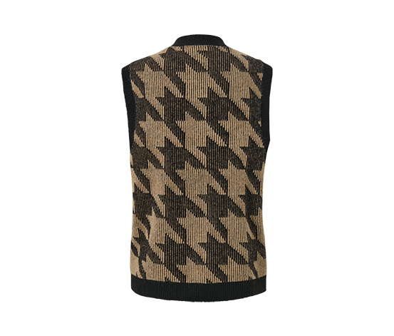 Strickweste mit Hahnentritt-Jacquard