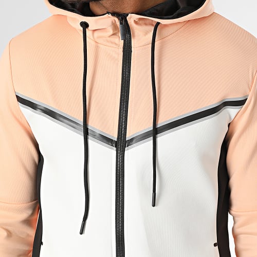 Ensemble De Survetement Orange Clair Noir Blanc