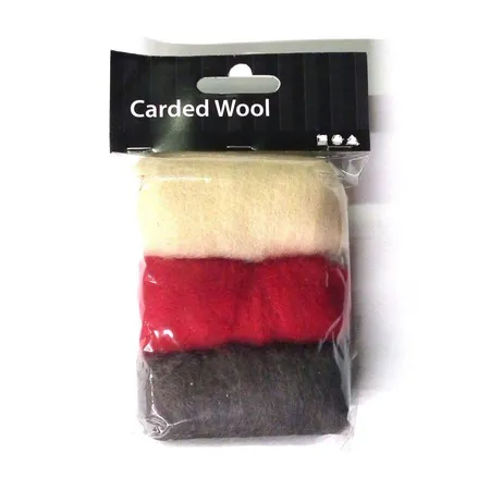 Creative Company Märchenwolle rohweiß, rot und dunkelbraun, 3 x 10g