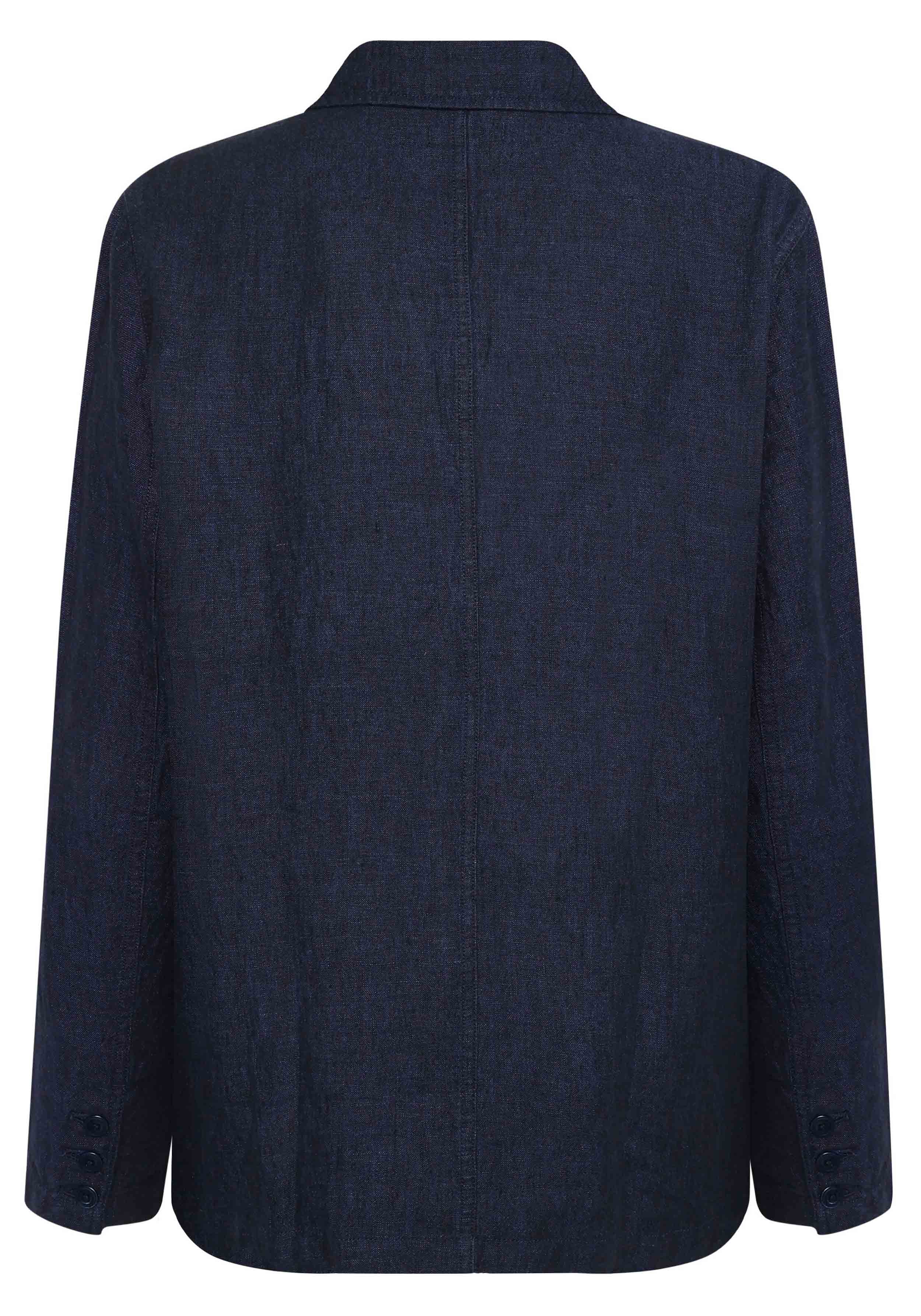 Knowledge Cotton Apparel Leinenblazer Linen Blazer Yarndyed - Total Eclipse