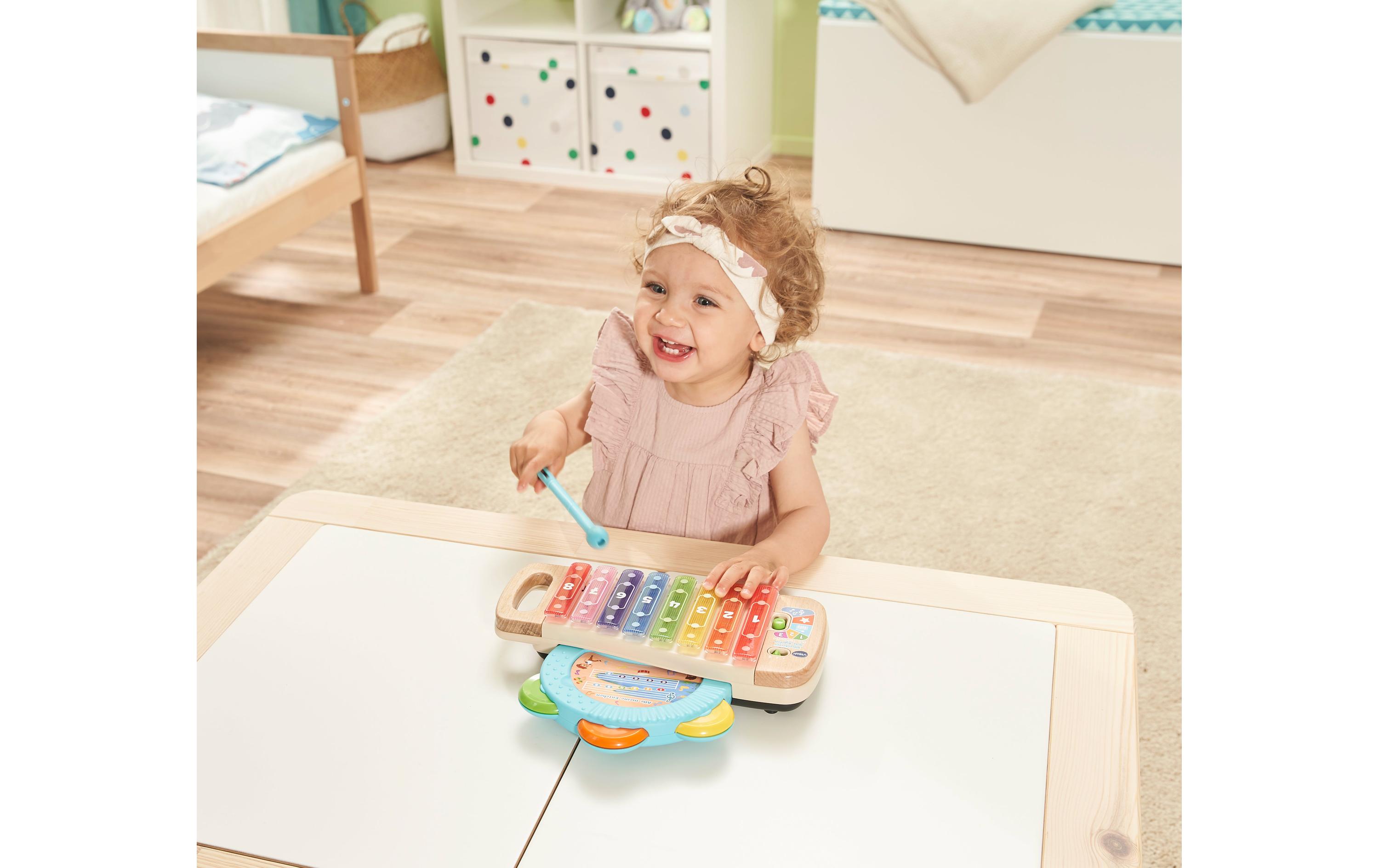Musikspielzeug Interaktives Holz-Xylofon mit Tamburin -DE-Kinderinstrumente