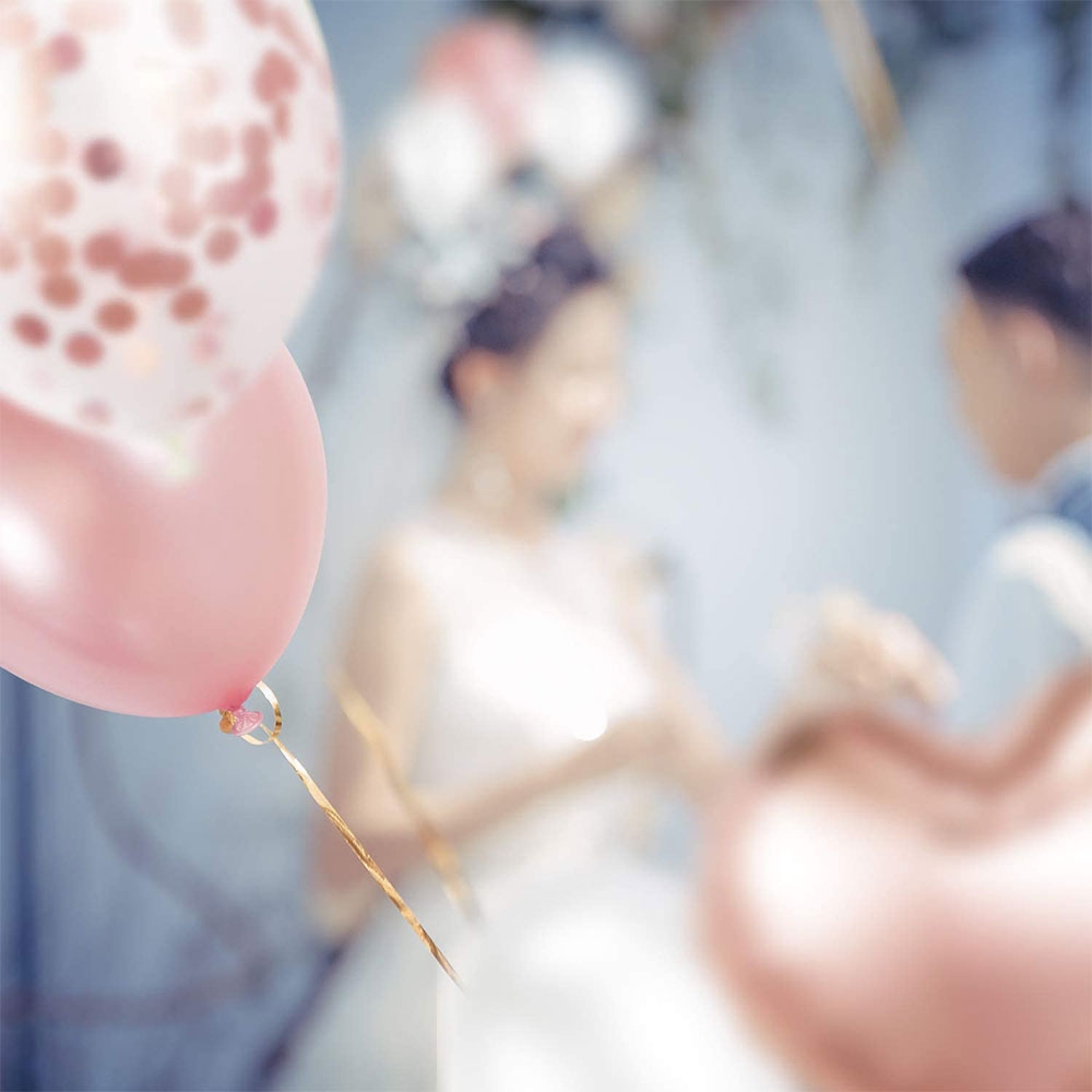 (48-tlg. Set) Party Ballons Latex- und Folienballons mit Konfetti - Roségold