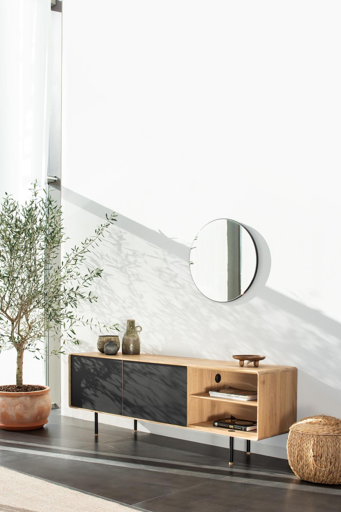 Fina dressoir tv-meubel 180x45 whitewash|zwart
