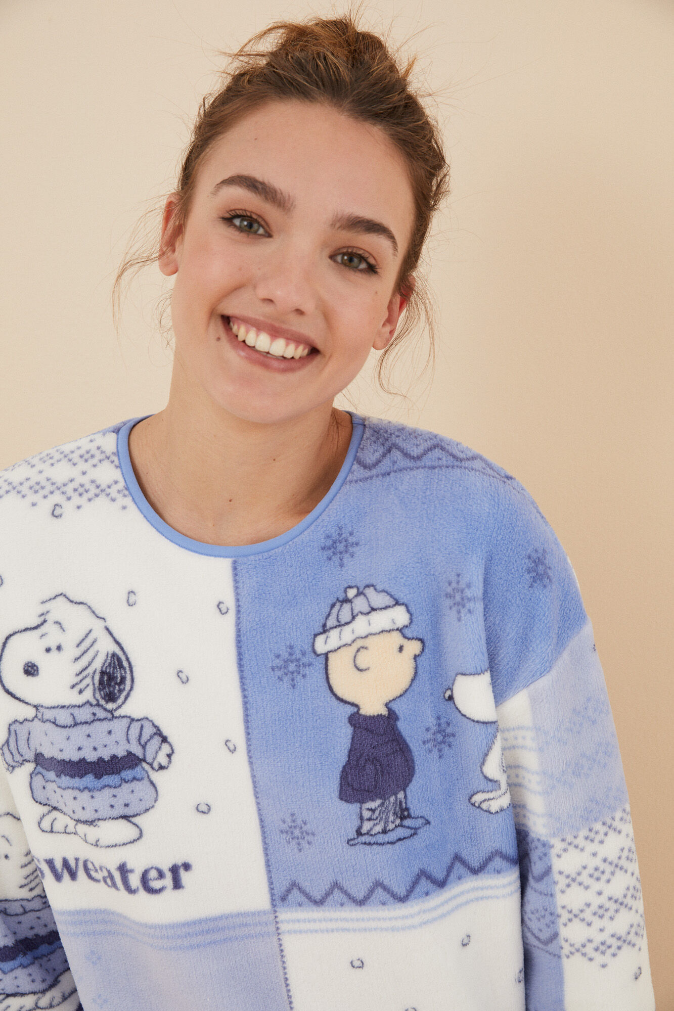 Pijama de lã azul do Snoopy