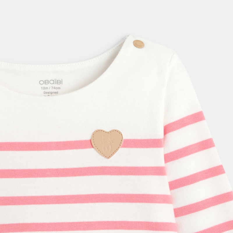 T-shirt marinière rayé rose bébé fille