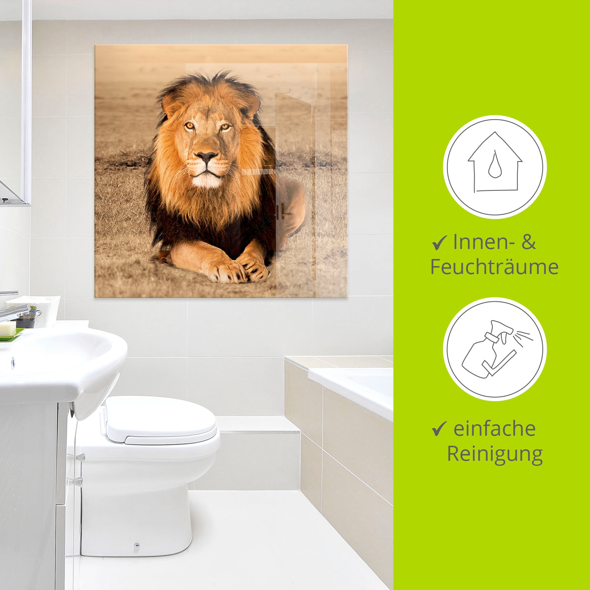 Artland Glasbild »Löwe« Wildtiere 1 Stk. tlg.