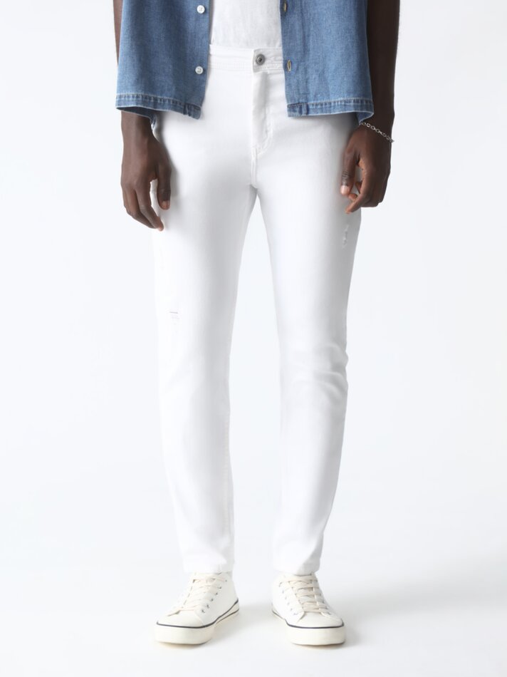 Calça jeans skinny confortável premium - Branca