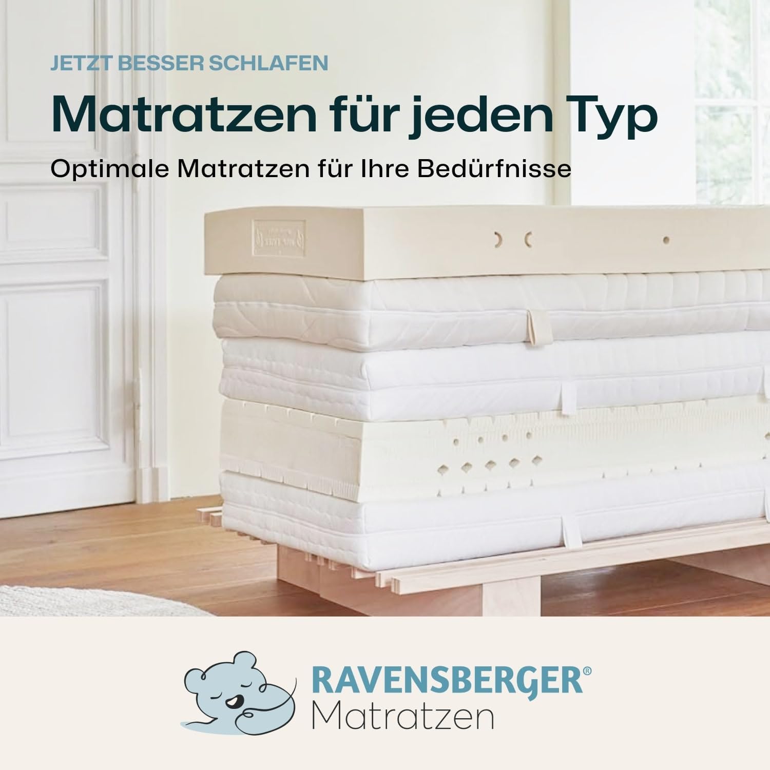 RAVENSBERGER Kinder- und Jugendmatratze Softwelle - Härtegrad H1/H2, weich - 80 x 200 cm, Höhe 16 cm - 7-Zonen Kaltschaummatratze mit RAVOTEX Funktionsbezug, allergikerfreundlich