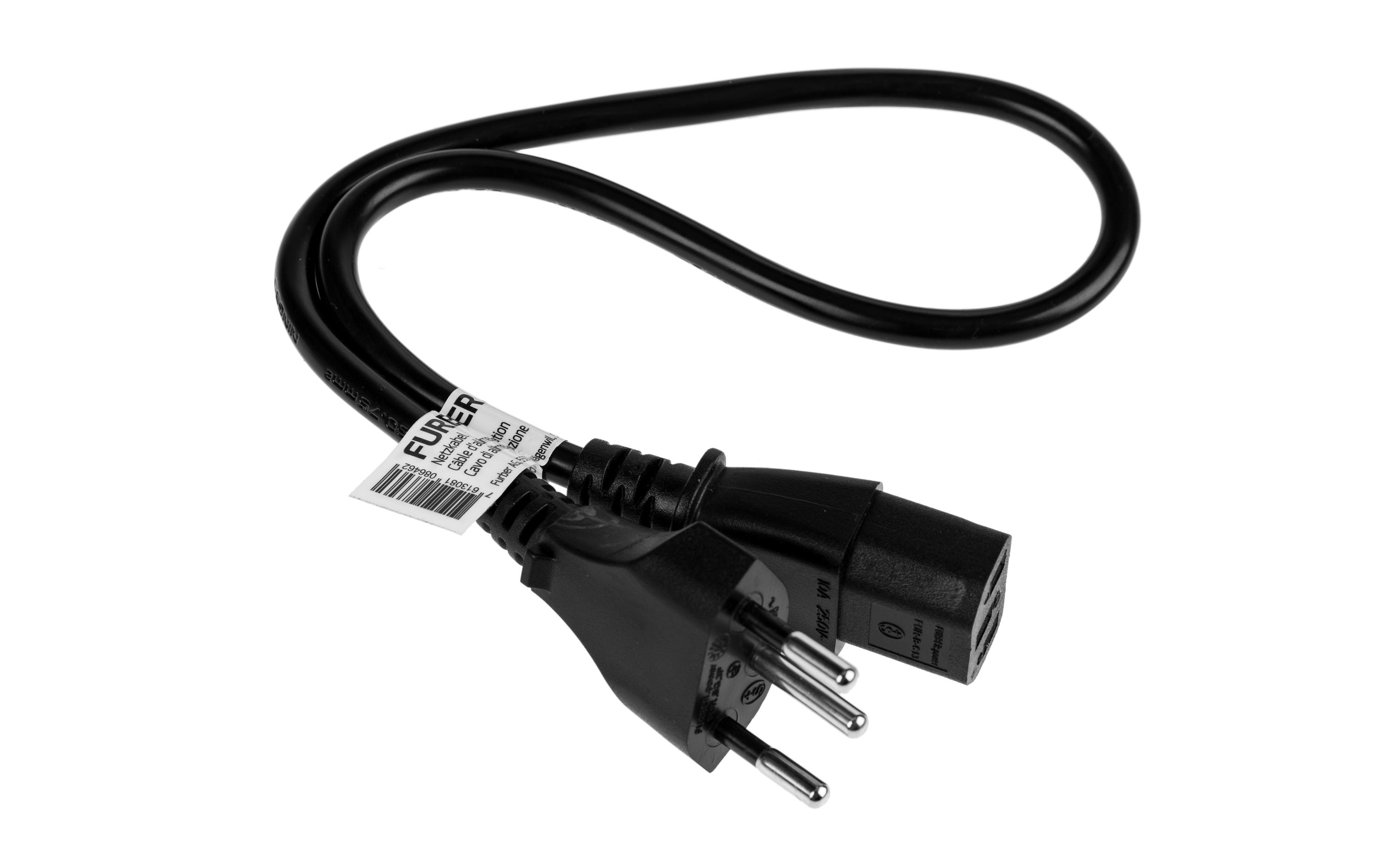 Netzkabel C13-T12 0.5 m SchwarzKaltgerätekabel H05 VV-F 3G0.75