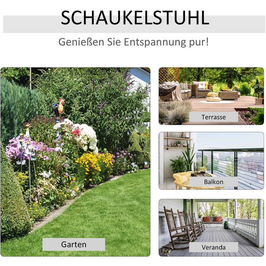 Outsunny Garten Schaukelstuhl aus Bambus natur