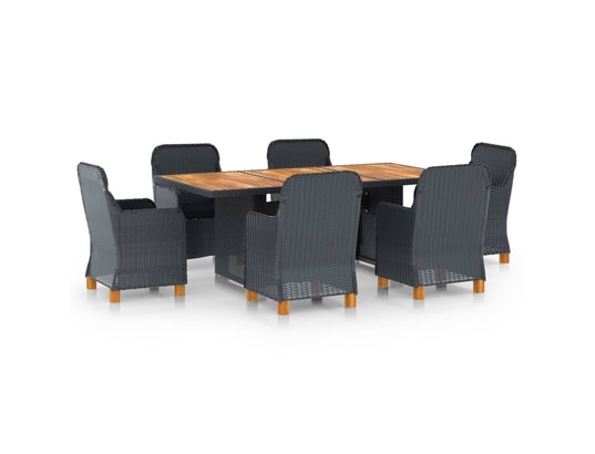 LES TENDANCES - Ensemble table et chaises de jardin-gris-6 places-300471