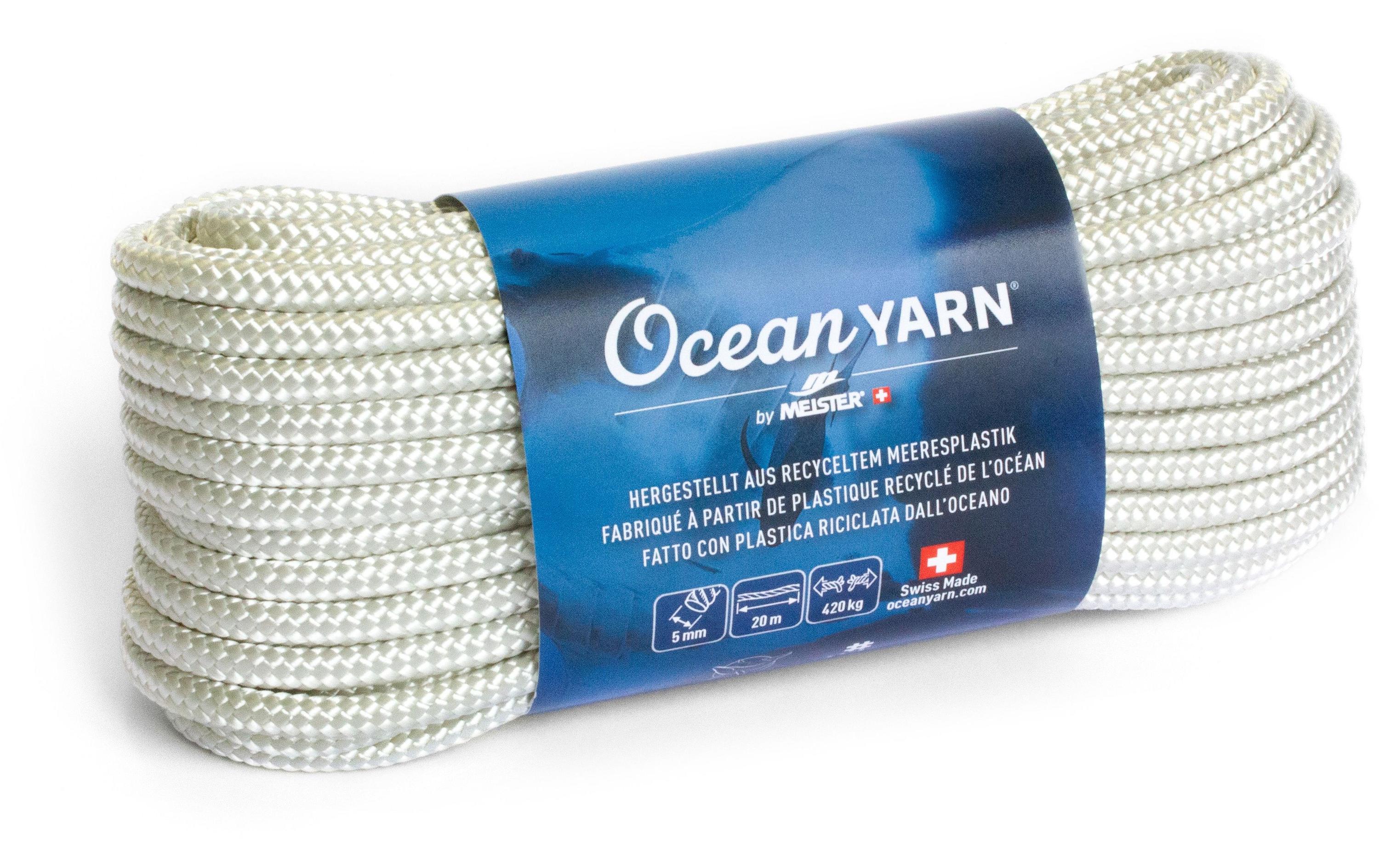 Seil OceanYarn Ø 5 mm, 20 m, 420 kg, WeissSeilbund aus recyceltem Kunststoff