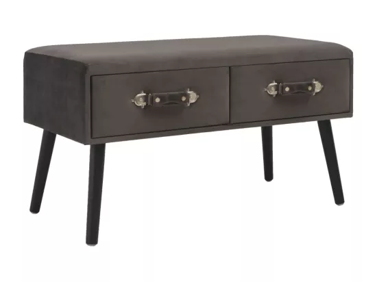 Banc avec tiroirs 80 cm Gris Velours