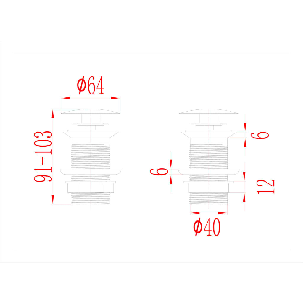 vidaXL Klik-Klak Stopper zonder Overloop, Zwart, 6,4x6,4x9,1 cm