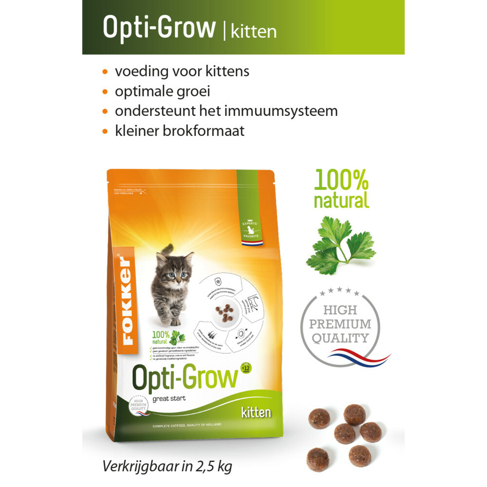 Fokker Opti Grow Kitten Kattenvoer Gevogelte2,5 kg