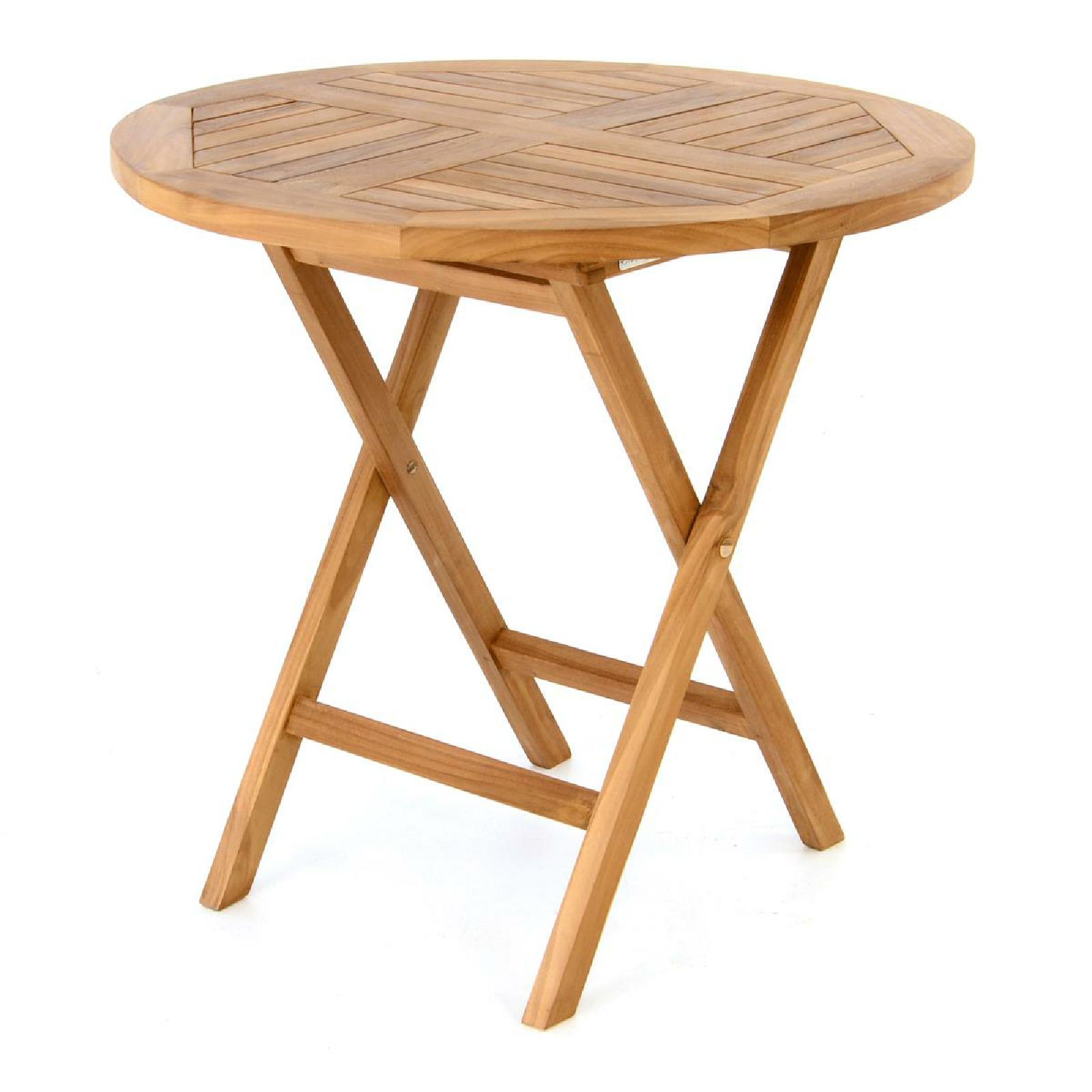 VCM Gartentisch Balkontisch Tisch Holz Teak klappbar behandelt Ø80cm
