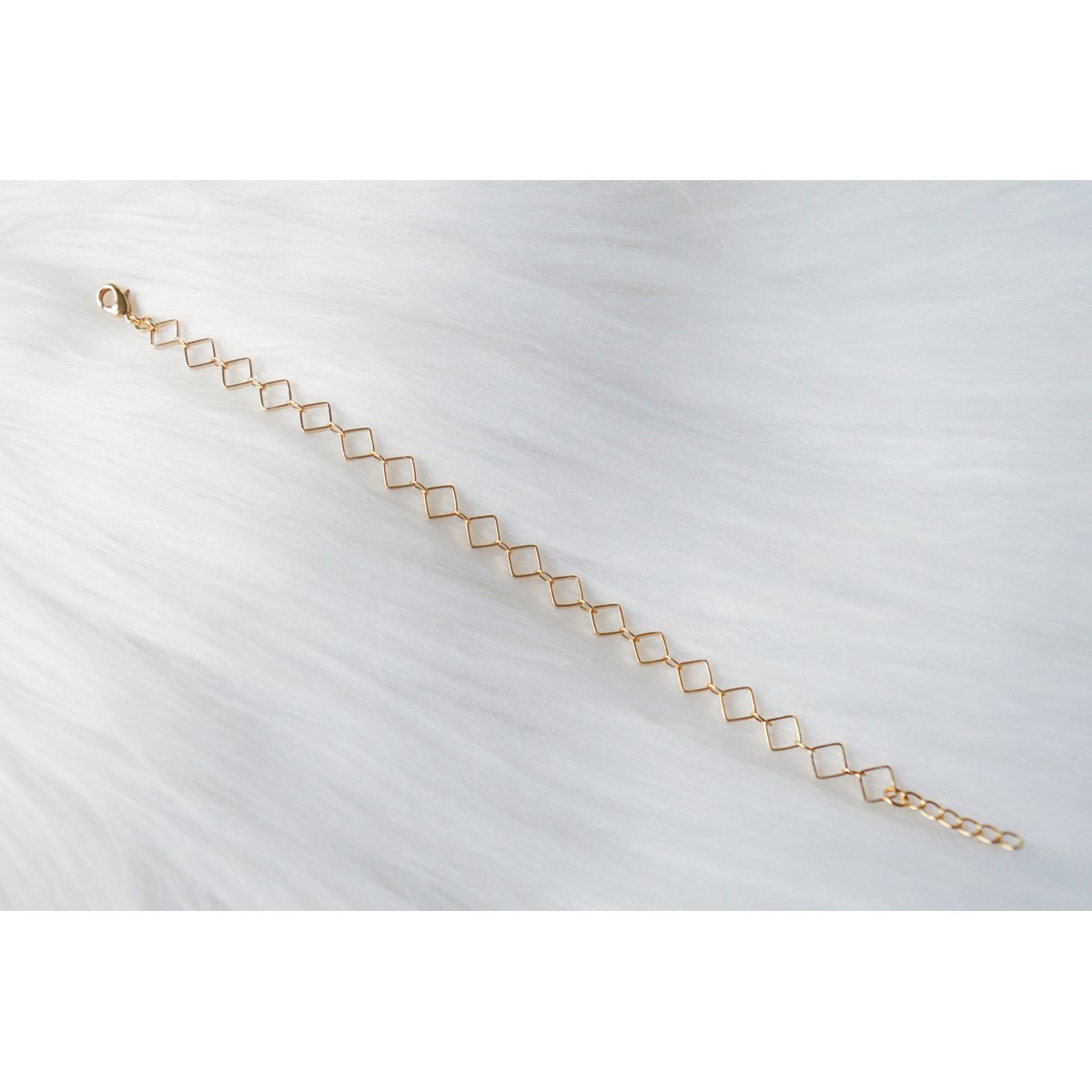 Bracelet chaîne fantaisie losanges -Plaqué or