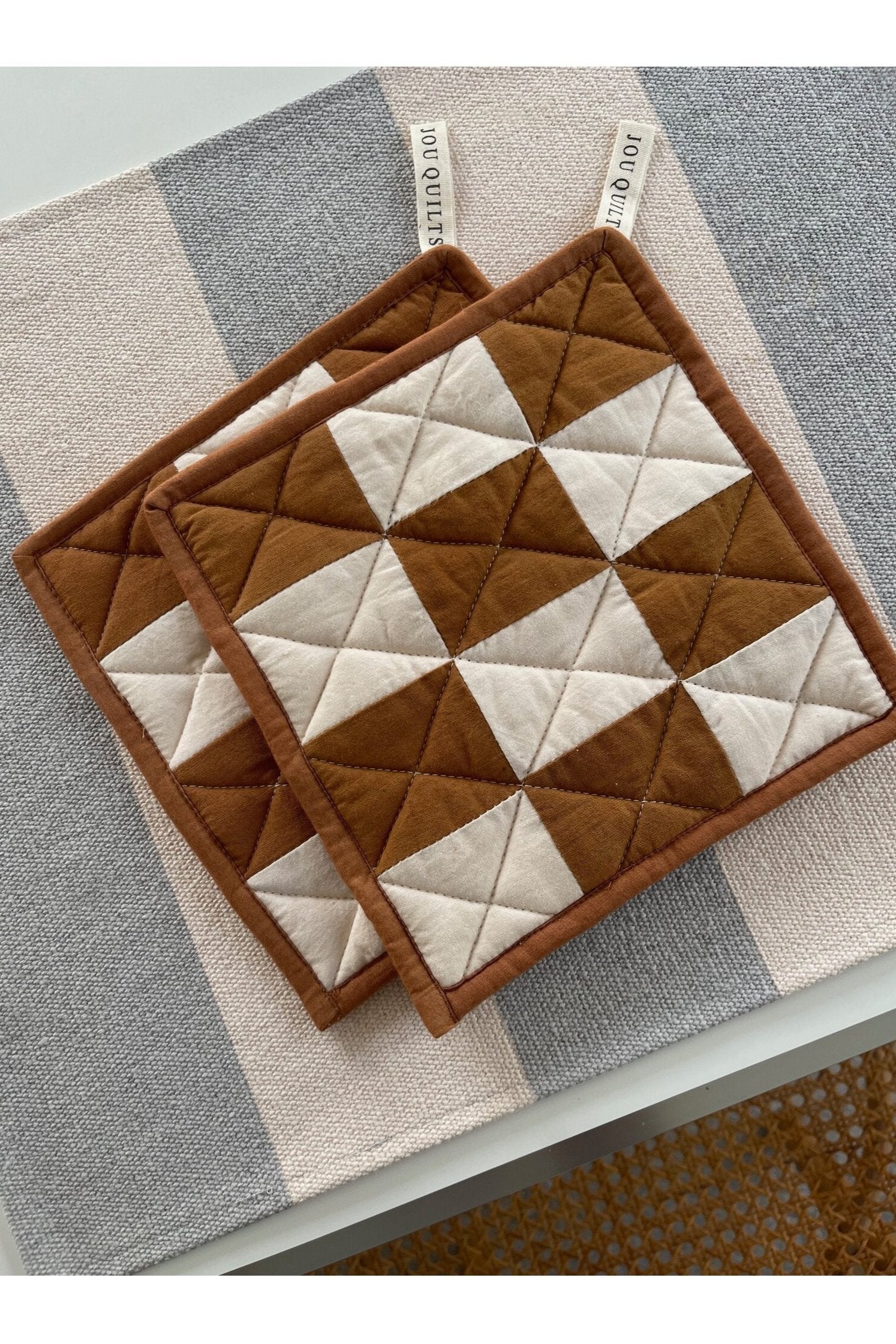 Jou Quilts  Jou grydelapper - Brun/Creme