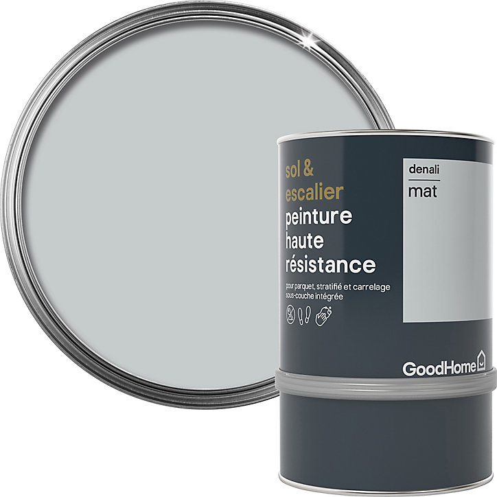 Peinture haute résistance sol et escalier GoodHome gris Denali mat 0,75L