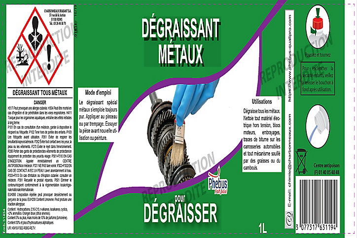 Dégraissant tous métaux Phébus 1 litre