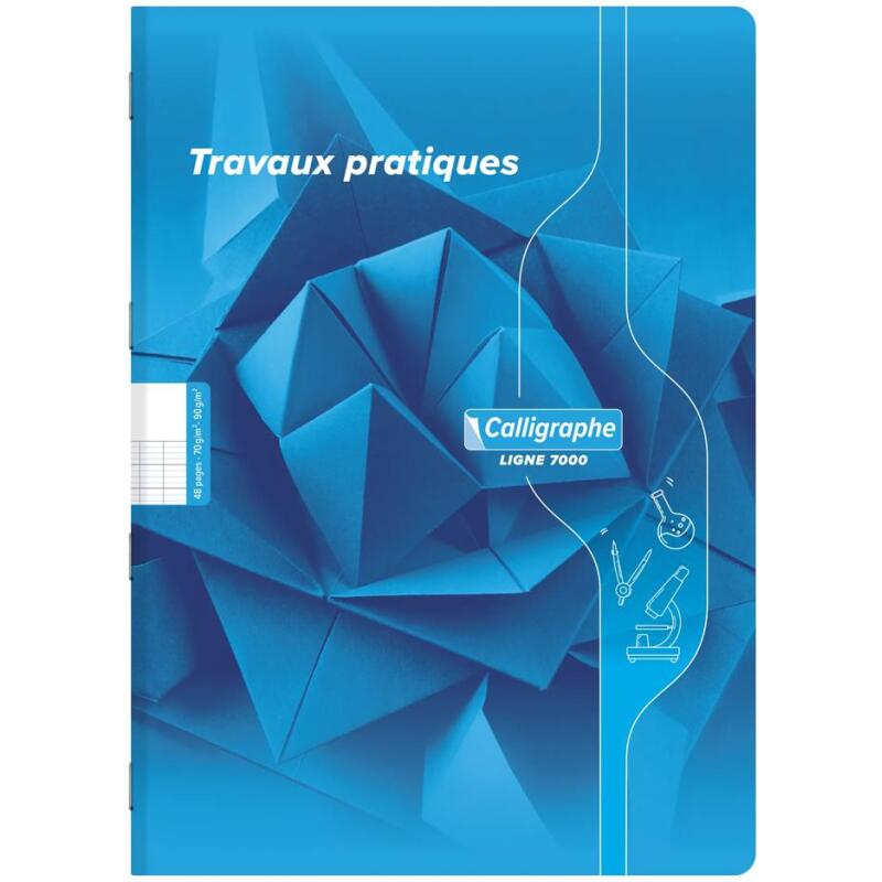 Cahier Travaux Pratiques piqué 7000 A4 48 pages grands carreaux 70 g + uni 90 g - Assortis