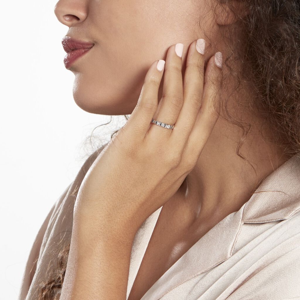 Alliance Marya Carree Diamantee Ruban Plat Or Blanc