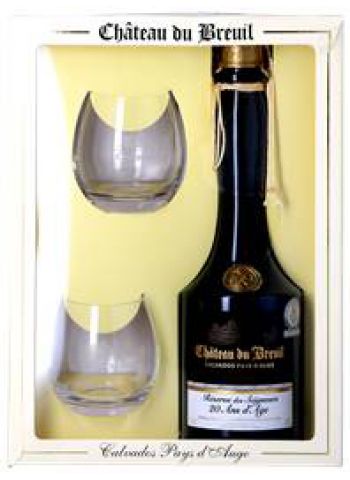 Coffret Calvados réserve des seigneurs X.O + 2 Verres de dégustation - Château du Breuil