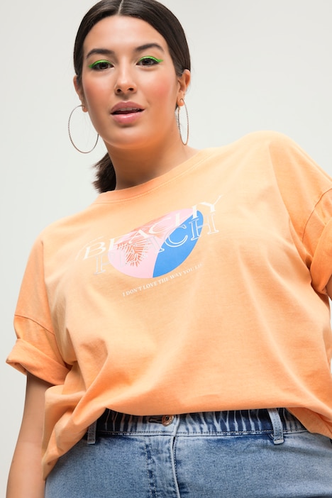 T-Shirt, oversized, Druck-Motiv, Vintage-Look, Rundhals, Halbarm