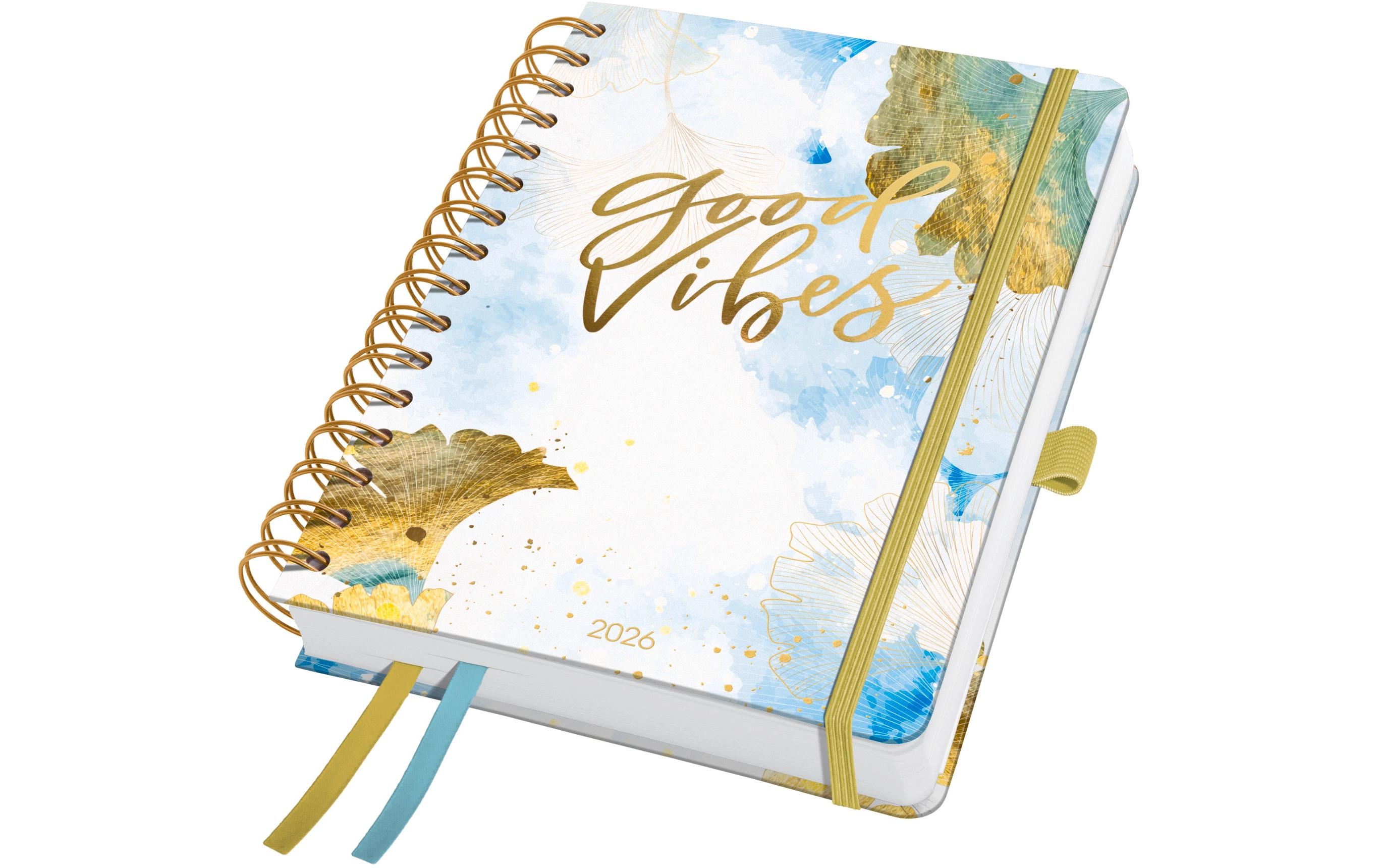 Wochenagenda Inspire, Good Vibes 2026, MehrfarbigWochenplaner mit Spiralbindung