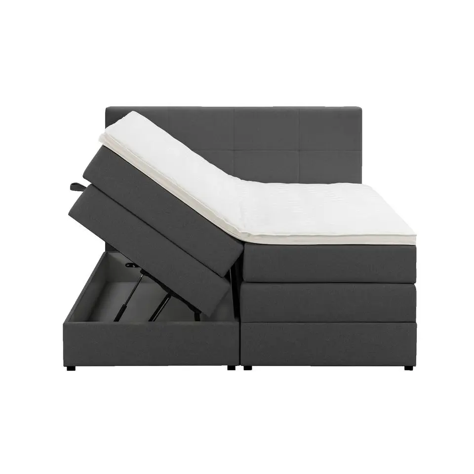 Boxspring met opbergruimte Liv geblokt - antraciet - 140x200 cm