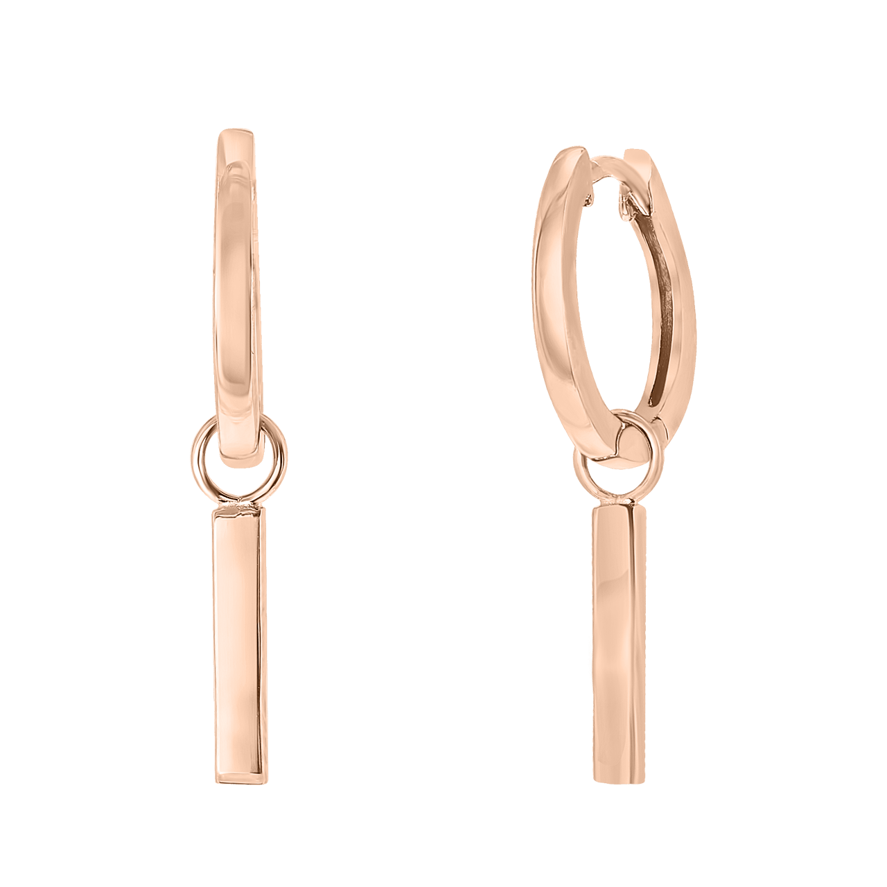Zilveren oorbellen roseplated bar