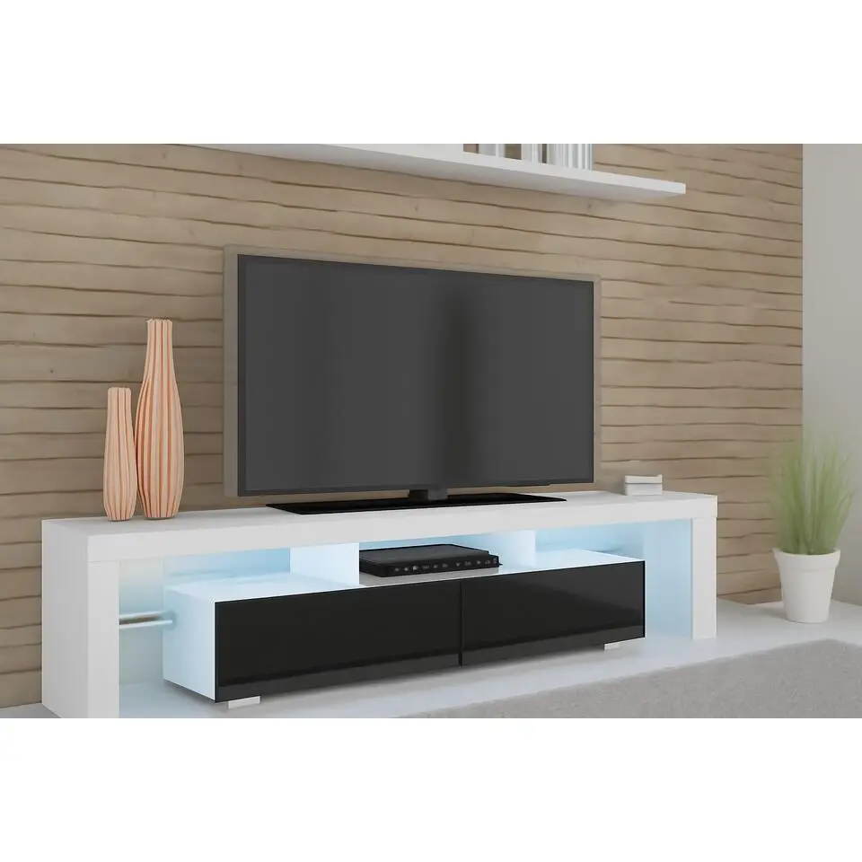 Panama TV-meubel 190 x 45 x 35 cm Glanzend zwart fronten met LED-verlichting