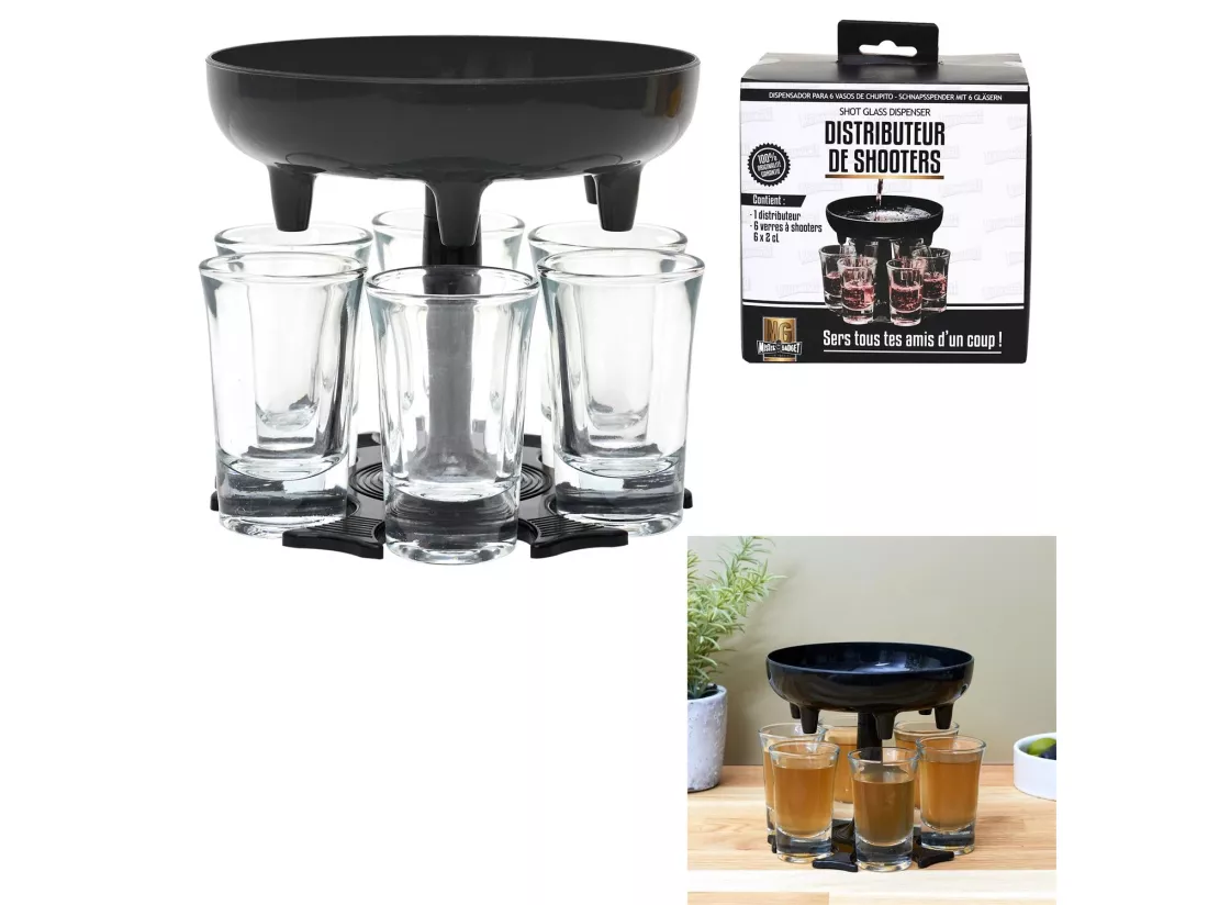 Distributeur de 6 Verres à Shooter Noir 13cm