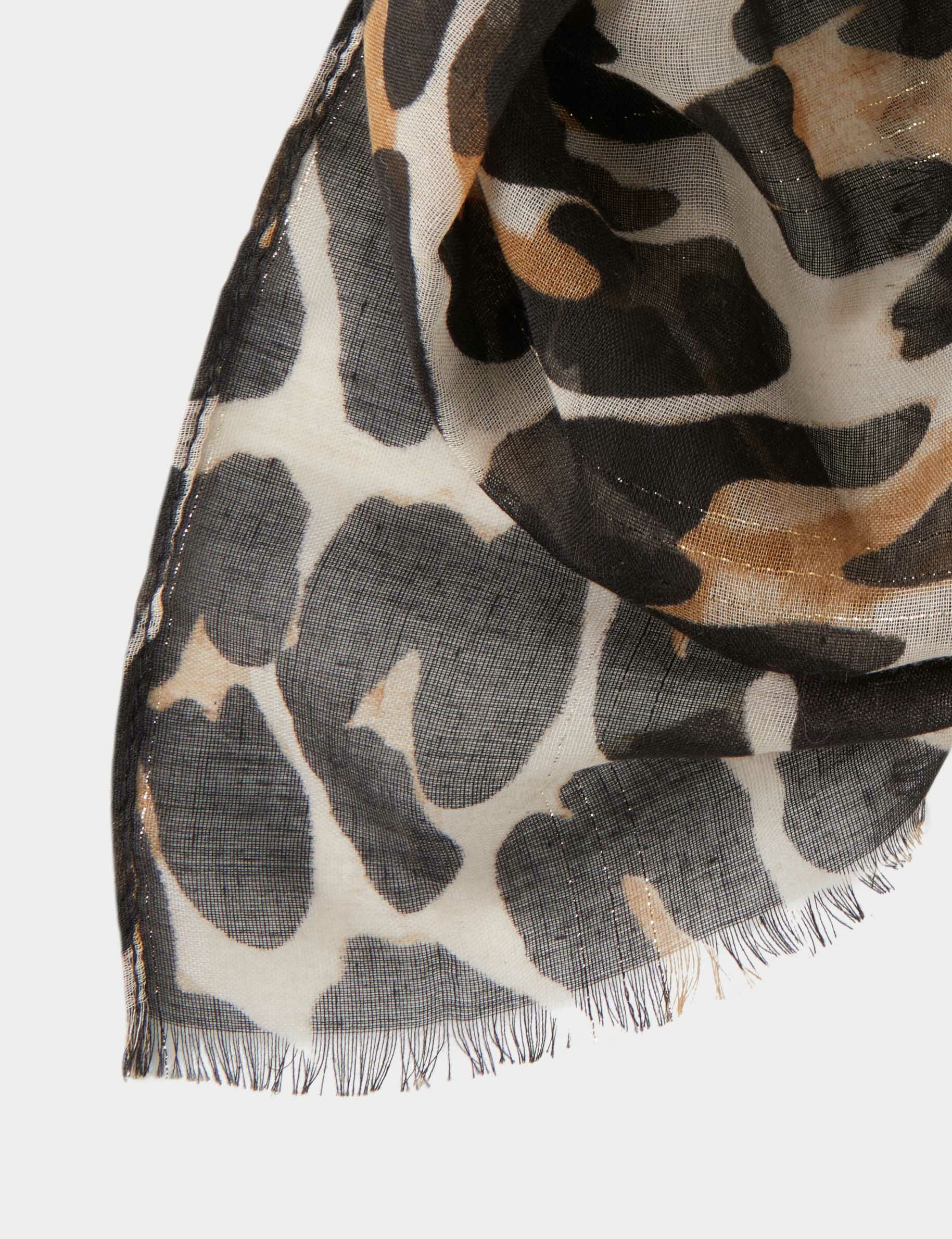 Foulard imprimé animalier marron femme - marron