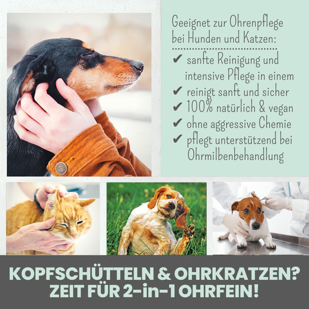 noms+ 2-in-1 Ohrfein Reinigung & Pflege mit kolloidalem Silber für Hunde & Katzen
