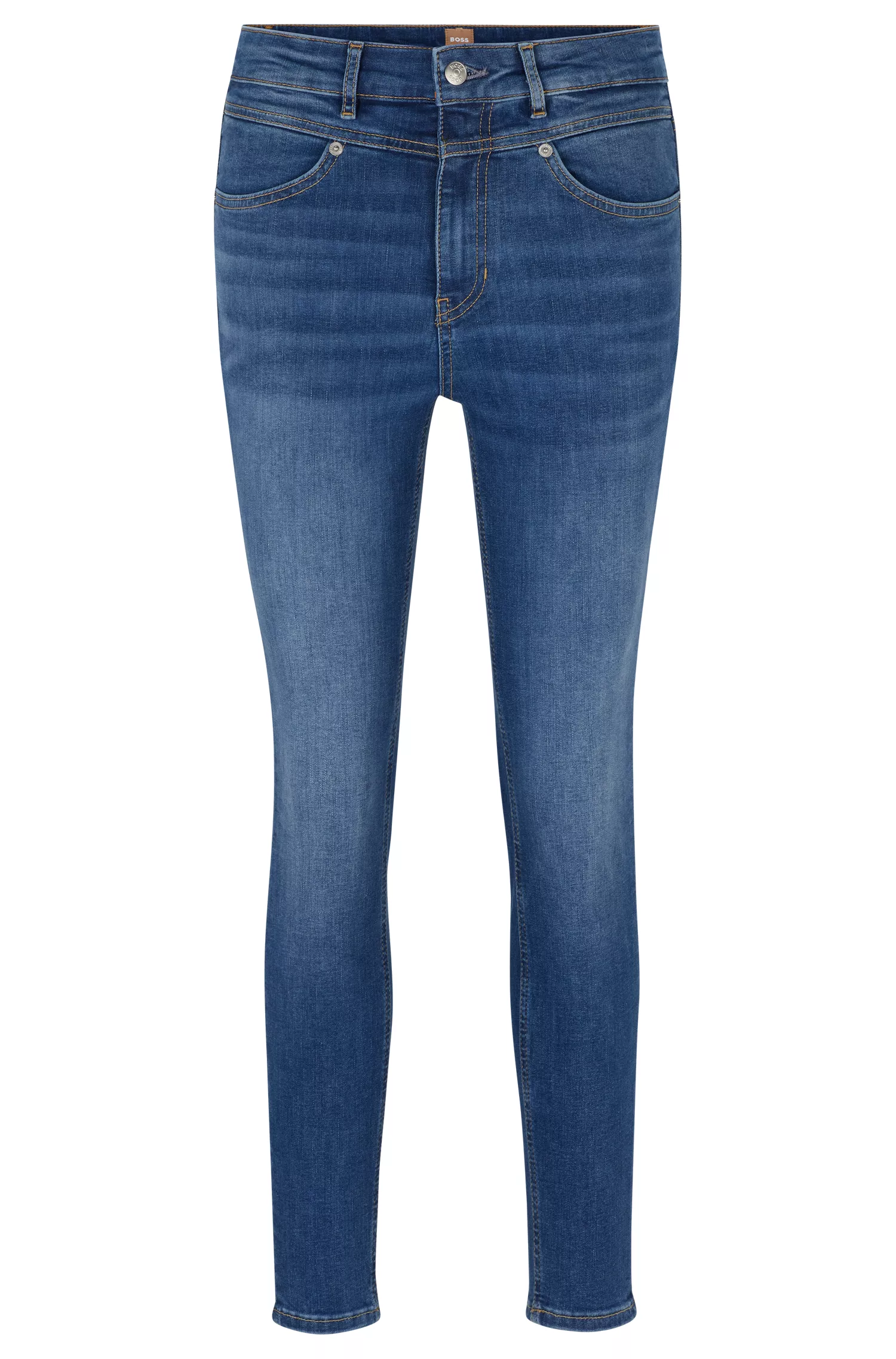 Calça jeans skinny de cintura alta BOSS preta em denim elástico azul