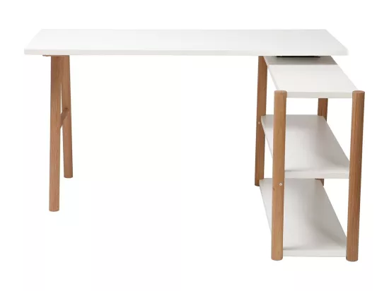 Bureau modulable scandinave blanc et bois chêne massif L140-203 cm GILDA