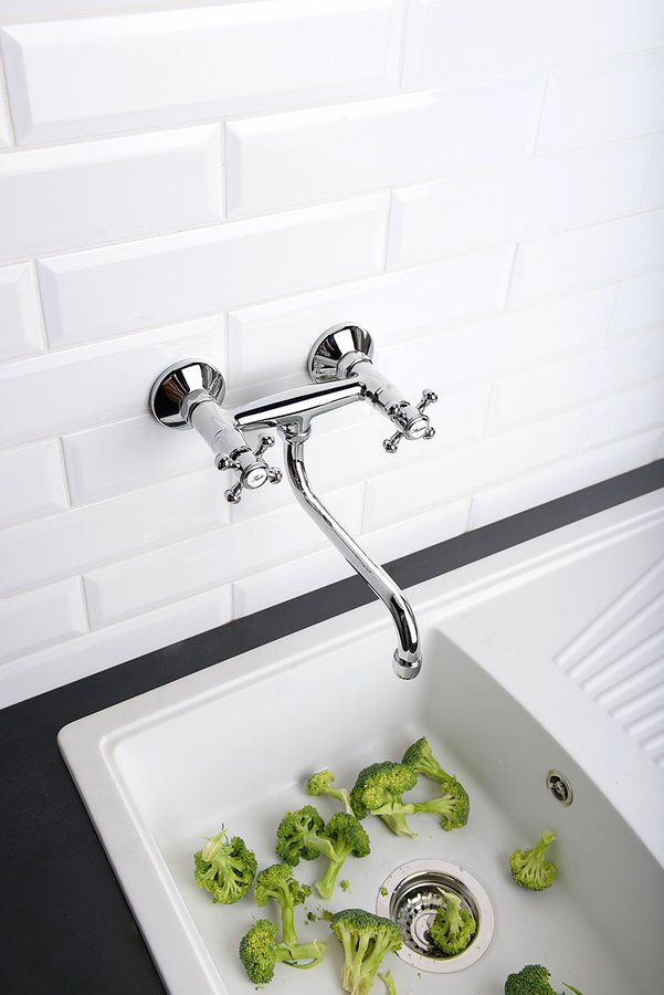 Sapho Antea wand keukenkraan klassiek retro chroom