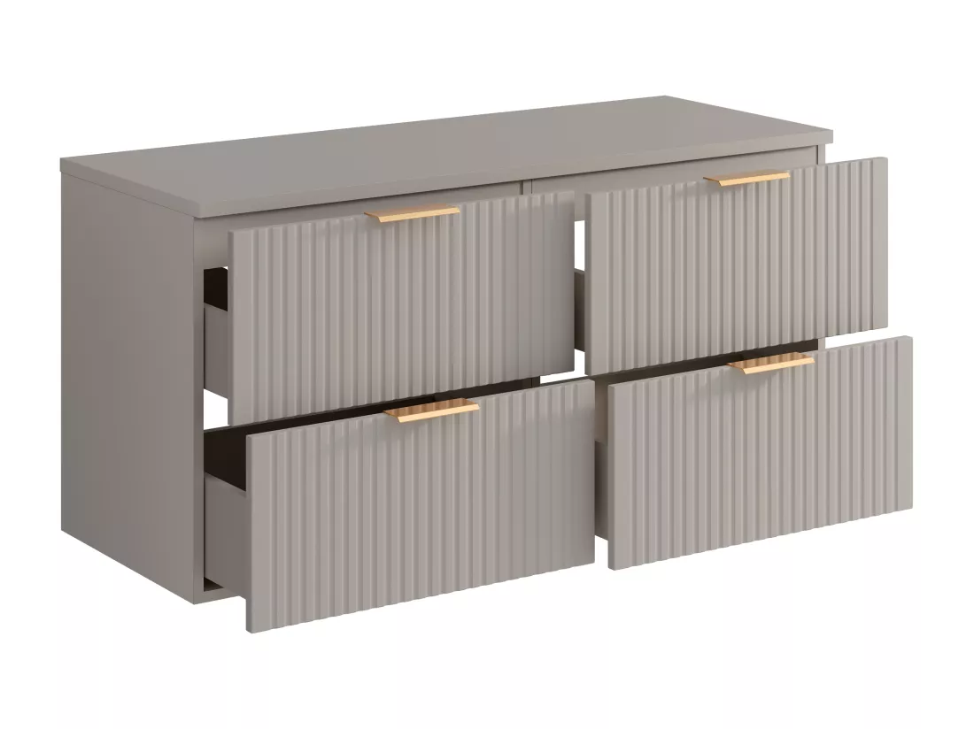 Meuble sous vasque suspendu strié avec planche - Beige - L120 cm - ZEVARA