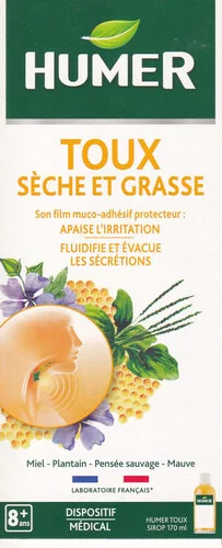Sirop toux - Miel plantain réglisse - Soulage la toux sèche et grasse - 170ml