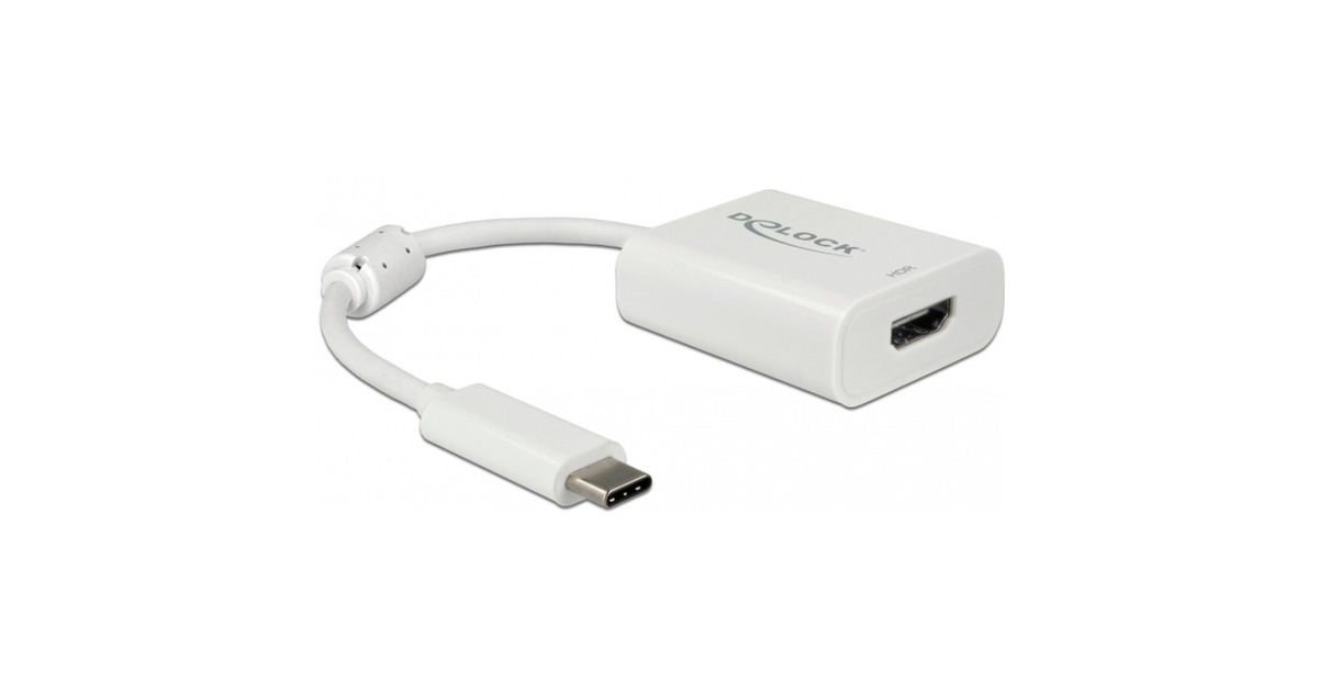 DeLOCKUSB-C > HDMI adapter  (Wit, 0,1 meter, 4K 60Hz, HDR)