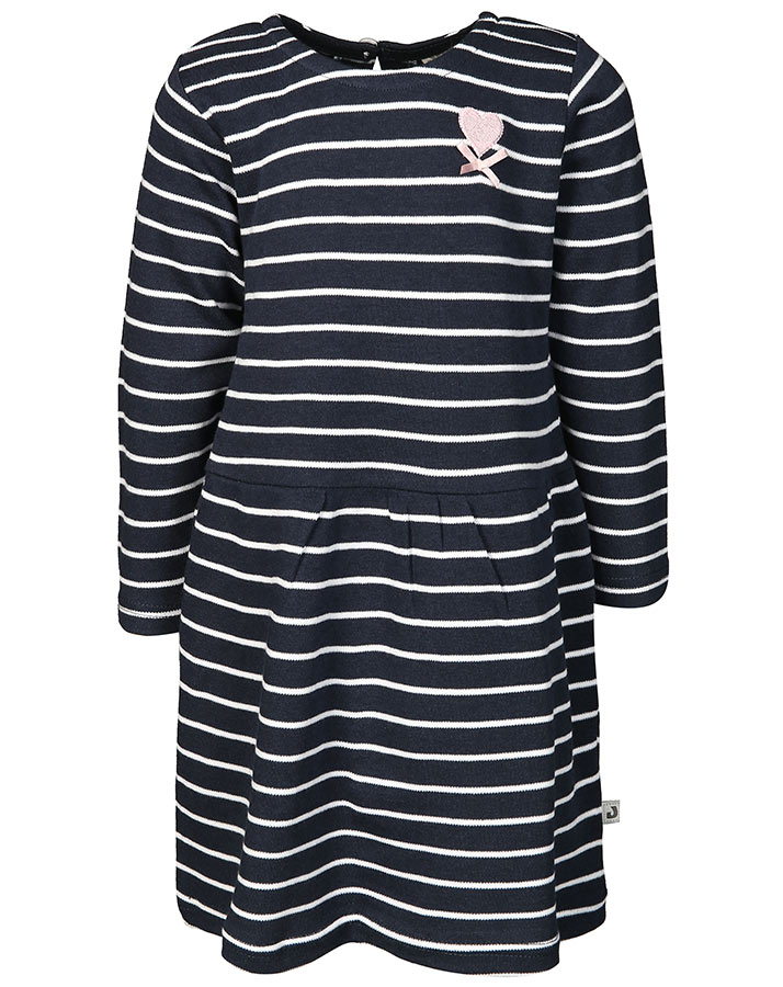 Jersey-Langarmkleid HERZ & SCHLEIFE geringelt in marine